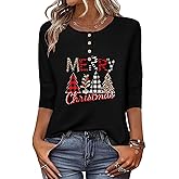 Zeagoo 3/4 Length Sleeve Women Tops Crew Neck Blouses Dressy Casual Summer T Shirts Loose Fit Business Work Clothes