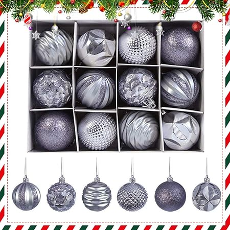 Yhomie Boules De Noël Lot De 12 Pcs Boules De Décoration En Plastique Pour Décoration Darbre De Sapin De Noël Anniversaire Mariage Pâque Chambre