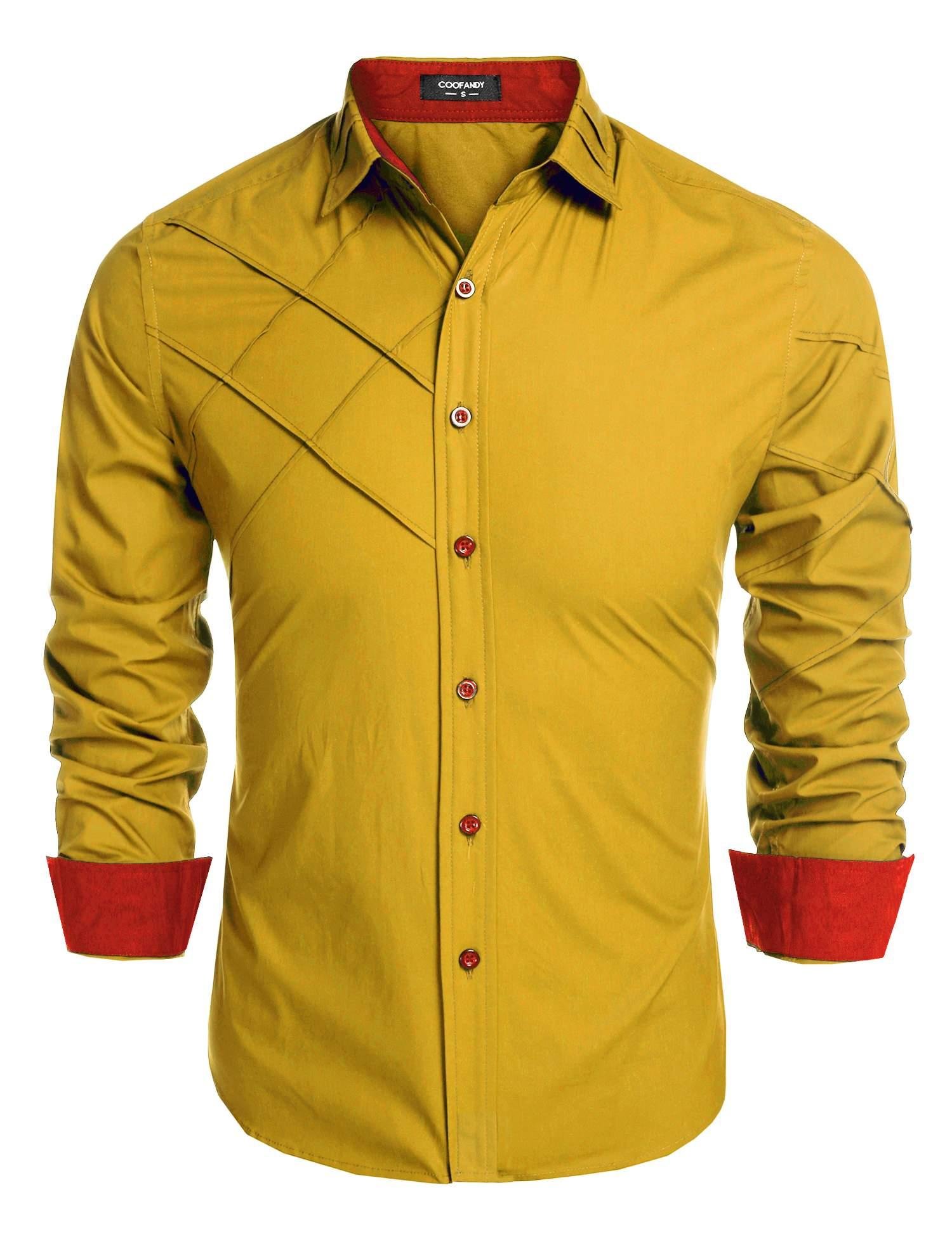 Coofandy Camicie Casual Uomo Maniche Lunghe Shirt Slim Fit Taglie S-XXXL