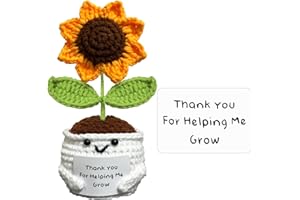LACKYCC Positive Crochet Animals Sunflowers-Thank You for Helping Me Grow-Teacher Appreciation Graduation Christmas Gifts for Women,Emotional Support Crochet Knitted Flower