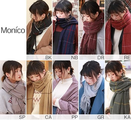 Amazon モニコ ストール 大判 マフラー レディース 大判ストール チェック チェック柄 大判マフラー St01 Bk マフラー 通販