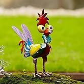 Metal Rooster Yard Statue, Wacky Outdoor Garden Statues, Metal Rooster Yard Garden Decorations Statues, Chicken Ornaments Yard Art for Backyard Patio Lawn Decorations, Gifts for Chicken Lovers (A)
