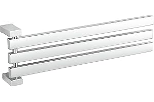 Cortesi Home CH-BR798116 Enzo Contemporary Stainless Steel Adjustable 3 Swing Arm Towel Rack, Chrome Finish