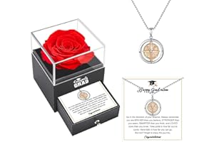 2026 Graduation Gifts for Her, Preserved Flower Rotate Compass Necklace for Women Girls, Class of 2026 Gifts Necklace, Inspir