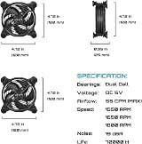 upHere USB Powered 120mm Fan with 3 Speed Control for PC/Xbox/PlayStation view 7