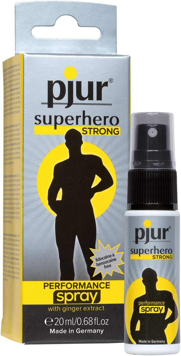pjur Superhero Strong Spray - Highly-Concentrated delay Spray for Men - Ginger Extract for Longer Performance (20ml)