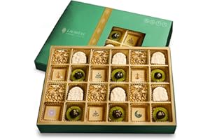LAUMIÈRE GOURMET FRUITS Laumiere Gourmet Fruits - Noor Collection [Eid Edition] - Rectangle (24 Pcs) - Halal Dried Fruits and Nuts Basket - Medjool Dates Box - Hamper - Eid Festive Celebrations - No Added Sugar