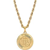 CHRISTIN MARIE STUDIO 18k Gold Plated Zodiac Necklace & Pendant - Gold Necklace for Women & Men, Tarnish & Water Resistant, Birthday Gifts for Women & Men