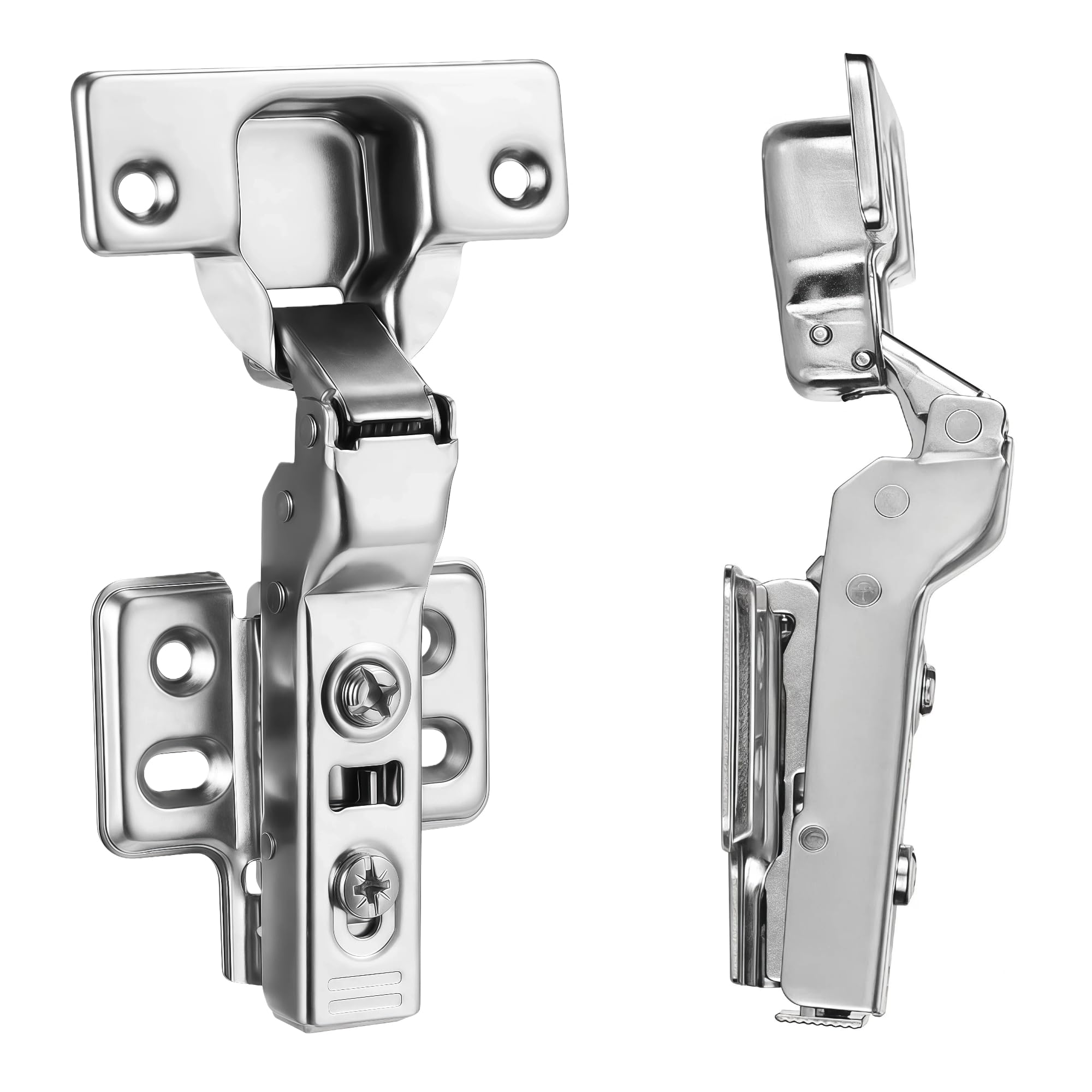 Photo 1 of Luokim 40pcs Half Overlay Cabinet Hinge Frameless Concealed Door Hinges European Soft Closing Four-Hole Mounting Plate Hinges Nickel Plated Finish