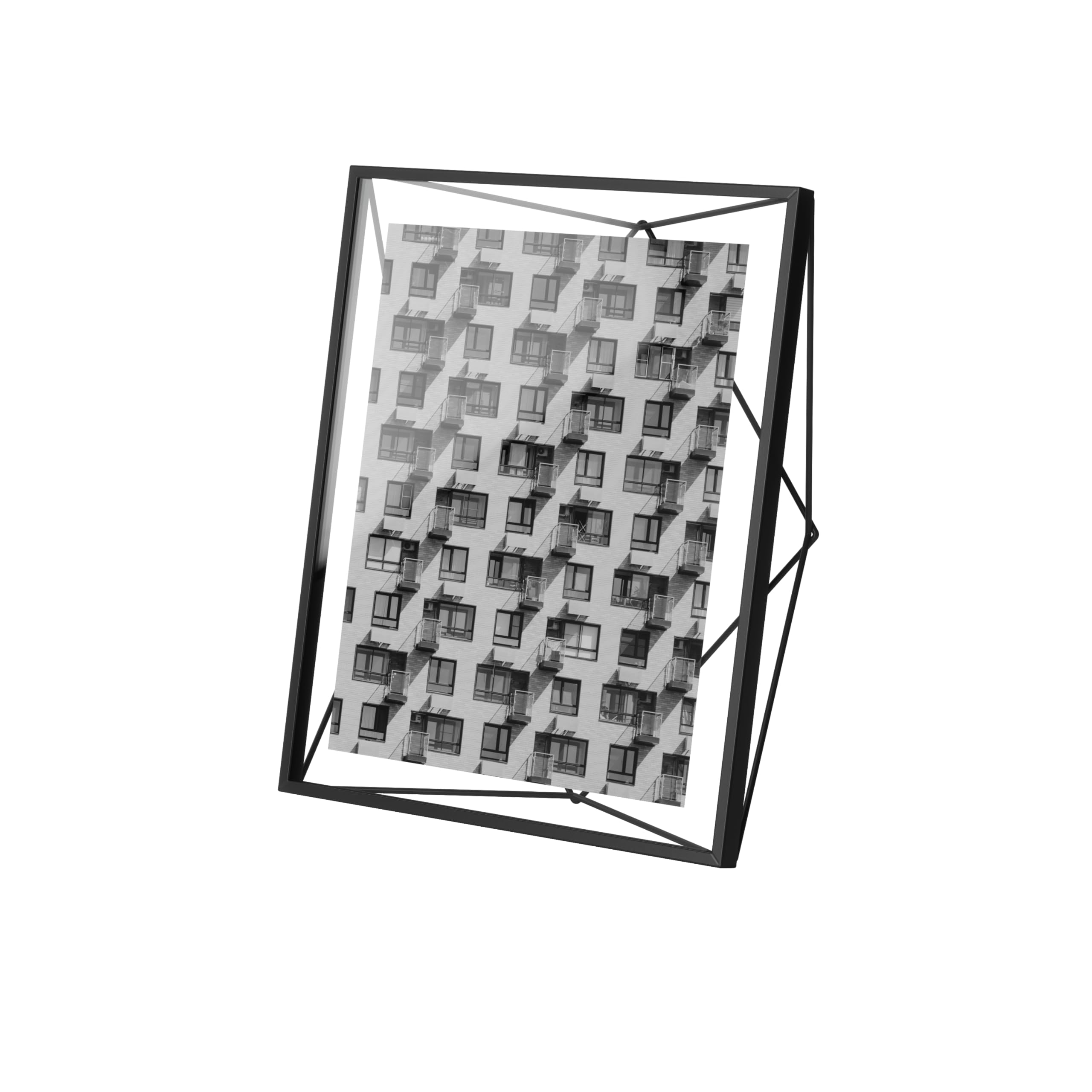 Umbra Prisma 8x10 Picture Frame, Floating Wall or Desk Photo Display for Pictures, Art, Illustrations, Graphic Text & More, Metal, Black