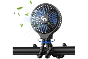 Ddrihlees Portable Stroller Fan, Battery Operated Clip on Fan, 3 Speed 360°Rotate Baby Car Seat Fan, USB Rechargeable Handheld Cooling Fan for Crib Treadmill Travel