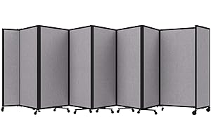 Versare Room Divider 360 Portable Wall Partition | Folding Panels | Large Freestanding Divider | Locking Wheels | Temporary Room Separator