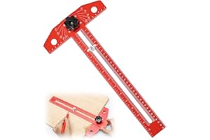 LYDODOKA Woodworking Scriber Marking Line Ruler, Adjustable Aluminum Alloy Sliding T-Square Ruler with Carpenter Pencil & Ang