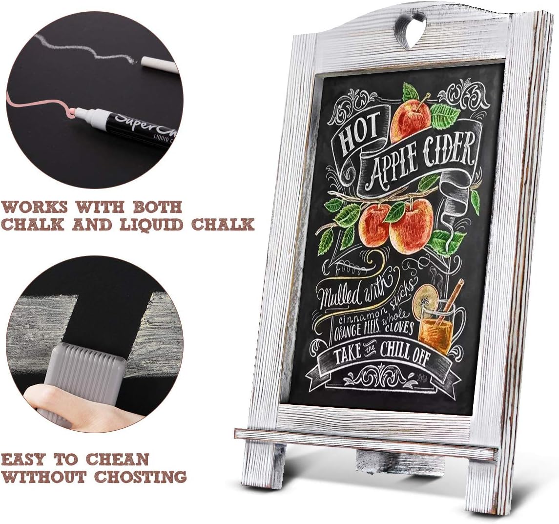 Homemaxs Chalkboard Signs Rustic Magnetic Tabletop Chalk Board 15.7 X 10 with Frame and Hanging String, Easel Countertop Memo Decor Board for Wedding, Kitchen: Office Products