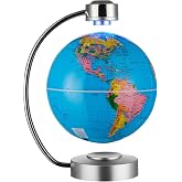 NHSUNRAY Magnetic Levitation Floating Globe Large 8" Floating Globes Blue | Levitating World Globe whit LED Lights for Home Office Desk Decor, Friends and Business Partners Creative Holiday Gifts