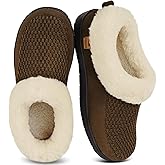 Garonne Women's Fuzzy Memory Foam Slippers with Fur Collar, Ladies' House Shoes with Nonslip Rubber Sole for Indoor Outdoor