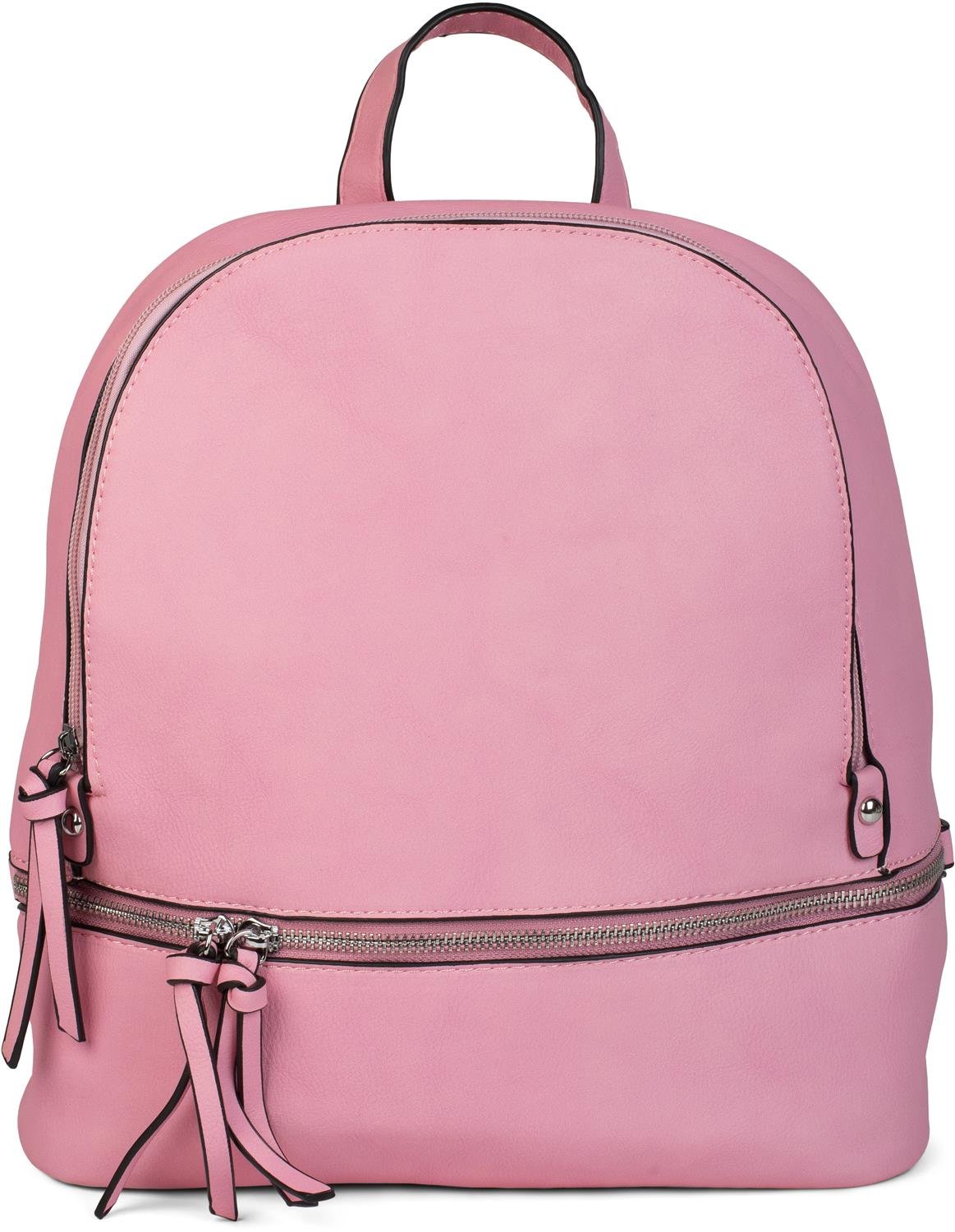 styleBREAKER leatherette backpack handbag with zips, noble style, rucksack, bag, unisex 02012147, color:Pink