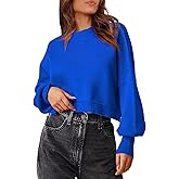 Mieazom Womens 2023 Fall Sweaters Crewneck Long Batwing Sleeve Side Slit Lightweight Pullover Knit Sweater Tops