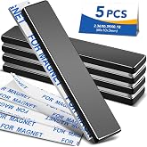 MIKEDE Strong Neodymium Magnets with Adhensive Backing 60x10x3 mm, 5 Pcs | Super Strong Magnets Bar, Heavy Duty Metal Powerful Rectangular Magnet for Craft, Whiteboard, Garage, Kitchen, DIY, Black