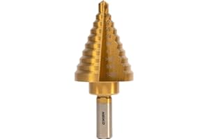 NEIKO 10194A Titanium Step Drill Bit, High-Speed Alloy-Steel Bit, Hole Expander for Wood and Metal, 10 Step Sizes from 1/4 In