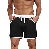 COOFANDY Men's Swim Trunks Quick Dry Swimsuit Color Block Board Short Bathing Suit Swimwear with Mesh Liner