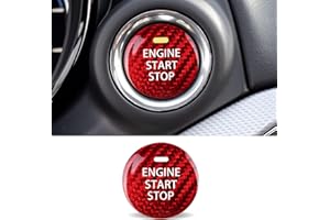 ANFOKAS Compatible with Mazda 3 6 CX-3 CX-5 CX-9 MX-5 Miata Accessories Real Carbon Fiber Sporty Car Keyless Engine Start Stop Push Button Cover Trim Sticker -Red
