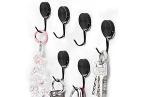 TRYMAG 80LBS Magnetic Hooks Heavy Duty, 6 Pack Strong Swivel Swing Magnetic Hooks for Cruise, Black Extra Neodymium Magnet Hook for Hanging, Magnets Hanging Hooks for Refrigerator, Grill, Locker