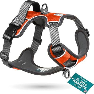 Embark Pets Adventure Dog Harness XL Orange Front Back Leash Attachments