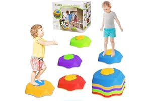 Stepping Stones for Kids,5 Pcs Durable Stackable Non-Slip Balance Stones with Sound,Sensory Play to Boost Balance & Motor Ski