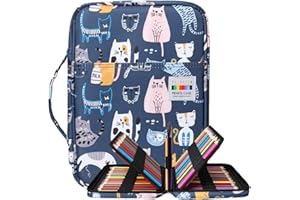 BOMKEE Coloring Pencil Case 220 Slots Pencils/Gel Pens Organizer Waterproof Travel Case Zipper Carrying Portable Pencil Markers Pen Holder Bag for Painter Writers