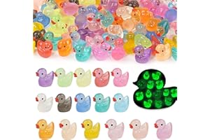 Mini Resin Ducks to Hide, 160 PCS Tiny Ducks Luminous Glow in the Dark, Little Plastic Duck, Small Resin Animals Figures Mini