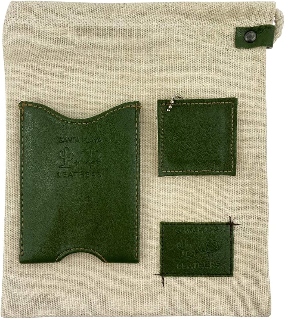 Santa Playa, Fruit & Vegetable Leathers Front Pocket Wallet Made from Eco Friendly Cactus Leather & Waxed Canvas – Small Slim Lightweight Minimalist Credit Cards, Cash, Money Holder – Nopal Green at  Men’s Clothing store