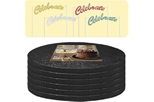 10 Inch Cake Drums,Black Cake Boards 10 Inch Round(6-Pack),1/2 Inch Thick Cake Boards with Banner Cake Topper,Sturdy,Greaseproof for Birthday Wedding Multi-Tiered Cake by GoldenBakeryFamily