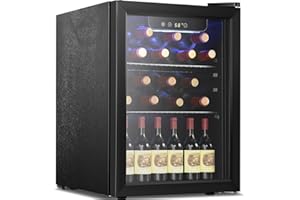 Antarctic Star Wine Cooler, Beverage Refrigerator,16 Bottle 68 Can Freestanding Wine Cellar Front Glass Door for Home and Bar, Digital Temp Control, Blue LED, 1.7 Cu.Ft.
