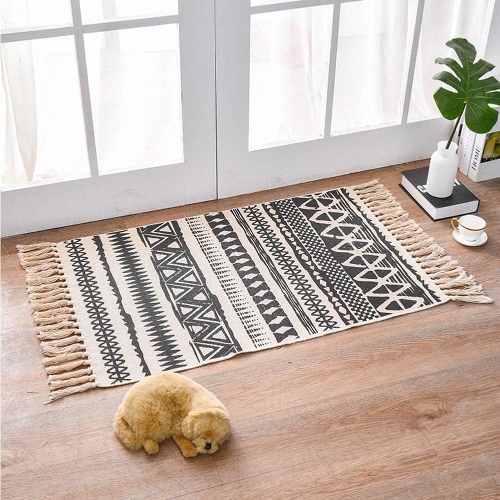 ZXBCD Bathroom Door Mat Tassel,Washable Cozy Carpet Indoor