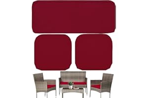 Sqodok 3 Pack Outdoor Cushion Covers Replacement, Waterproof Patio Seat Cushion Cover Fit for 4-Seater Wicker Rattan Conversa