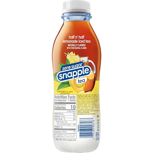 SNAPPLE ZERO SUGAR HALF ‘N HALF TEA, 16 FL OZ RECYCLED PLASTIC BOTTLE, PACK OF 12