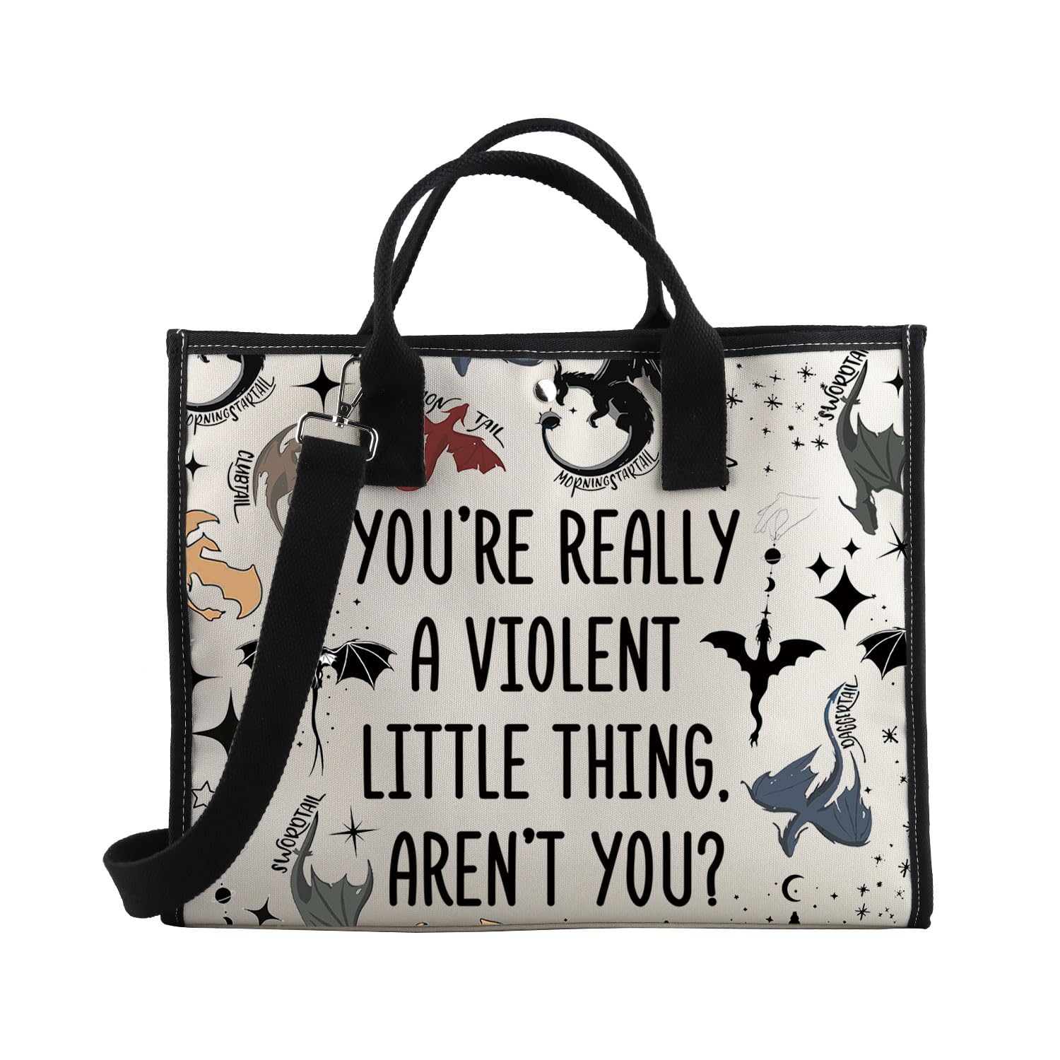 PLITI Fourth Wing Tote Bag Dragon Rider Fans Gift You're Really A Violent Little Thing Fourth Wings Inspired Gift (violent little thing TEU)