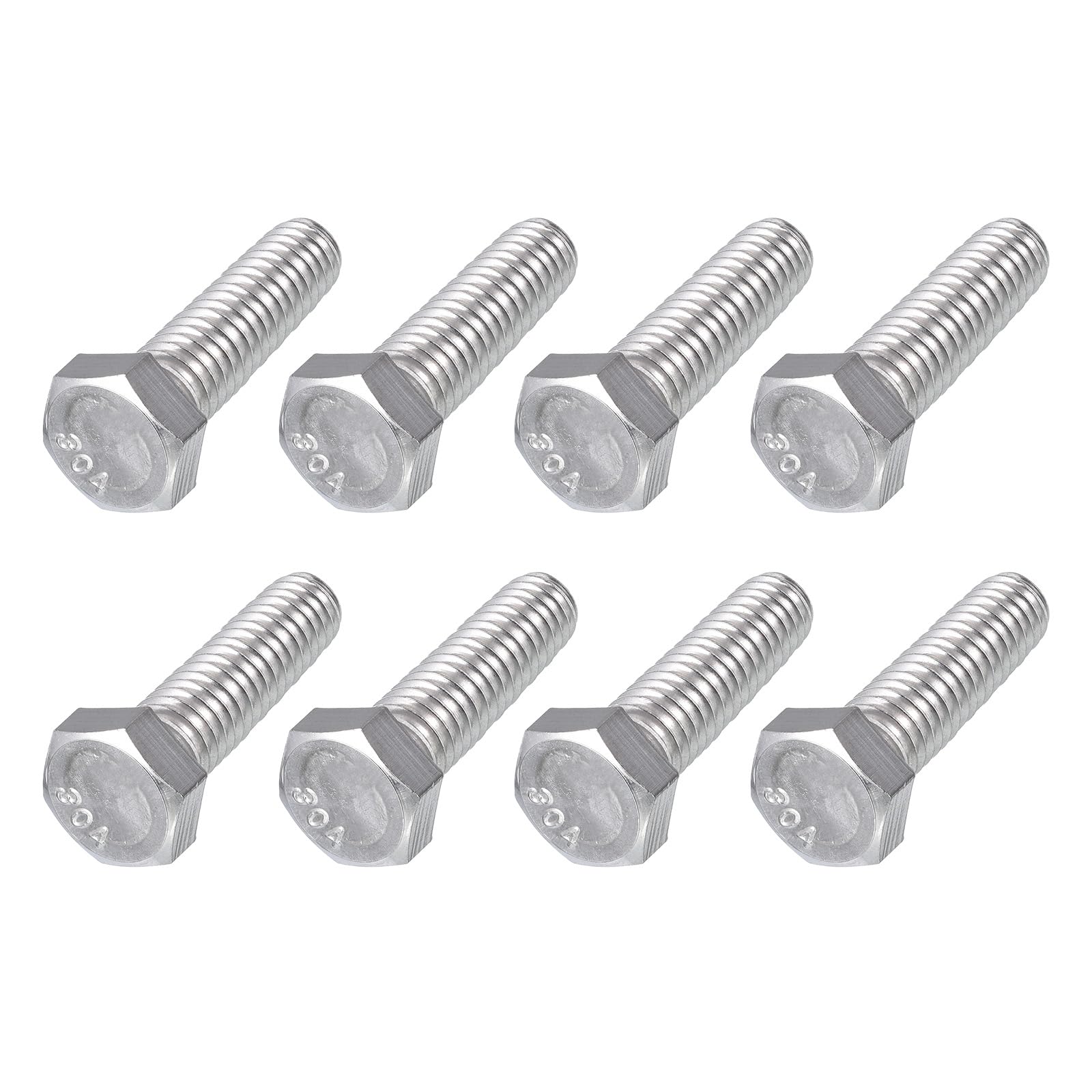 METALLIXITY Hex Head Bolts (3/8-16 x 1-1/4") 8Pcs, 304 Stainless Steel 18-8, Fully Threaded, External Hex Drive, Plain Finish, Hex Head Screw Bolt, Silver — image 1