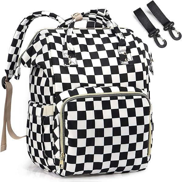 Amazon.com: MCWTH Checkered Diaper Bag Backpack Set for Baby Girls
