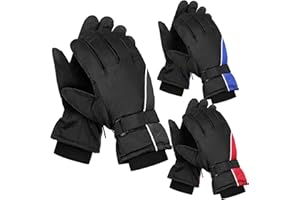 Tarpop 3 Pairs Mens Ski Gloves Winter Warm Women Gloves Adjustable Non Slip Snowboard Snow Waterproof Warm