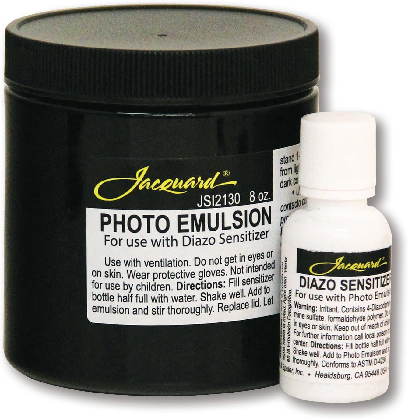 Paintings - Jacquard Photo Emulsion & Diazo Sensitizer 8oz - Light Sensitive Emulsion - Create Silk Screens with Photos Lettering Logos or Detailed Images