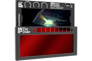 The Duke 1.0 | Shade 5-13 Adjustable Red Auto Darkening Welding Lens | 2" x 4 1/4" x 0.33" | Adjusts From Shades 5-13 (9 Lenses In 1) | Red Front - Green/Blue Weld View | Ridge Products Royal Series