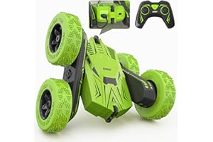 SGILE RC Stunt Car Toy Gift, 4WD Remote Control Car with 2 Sided 360 Rotating Rc Car for Kids Girls Boys Age 6 7 8 12, Green