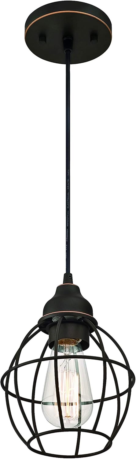 WISBEAM Pendant Lighting Fixture with Oil Rubbed Bronze Finish, Hanging Lights with One Medium Base Max. 60 Watts, ETL Rated, Bulbs not Included, 2-Pack - - 
