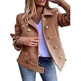 SEMATOMALA Women's Cropped Double Breasted Pea Coat Wool Blend Short Jacket Work Business Blazer Slim Fitted Short Outerwear