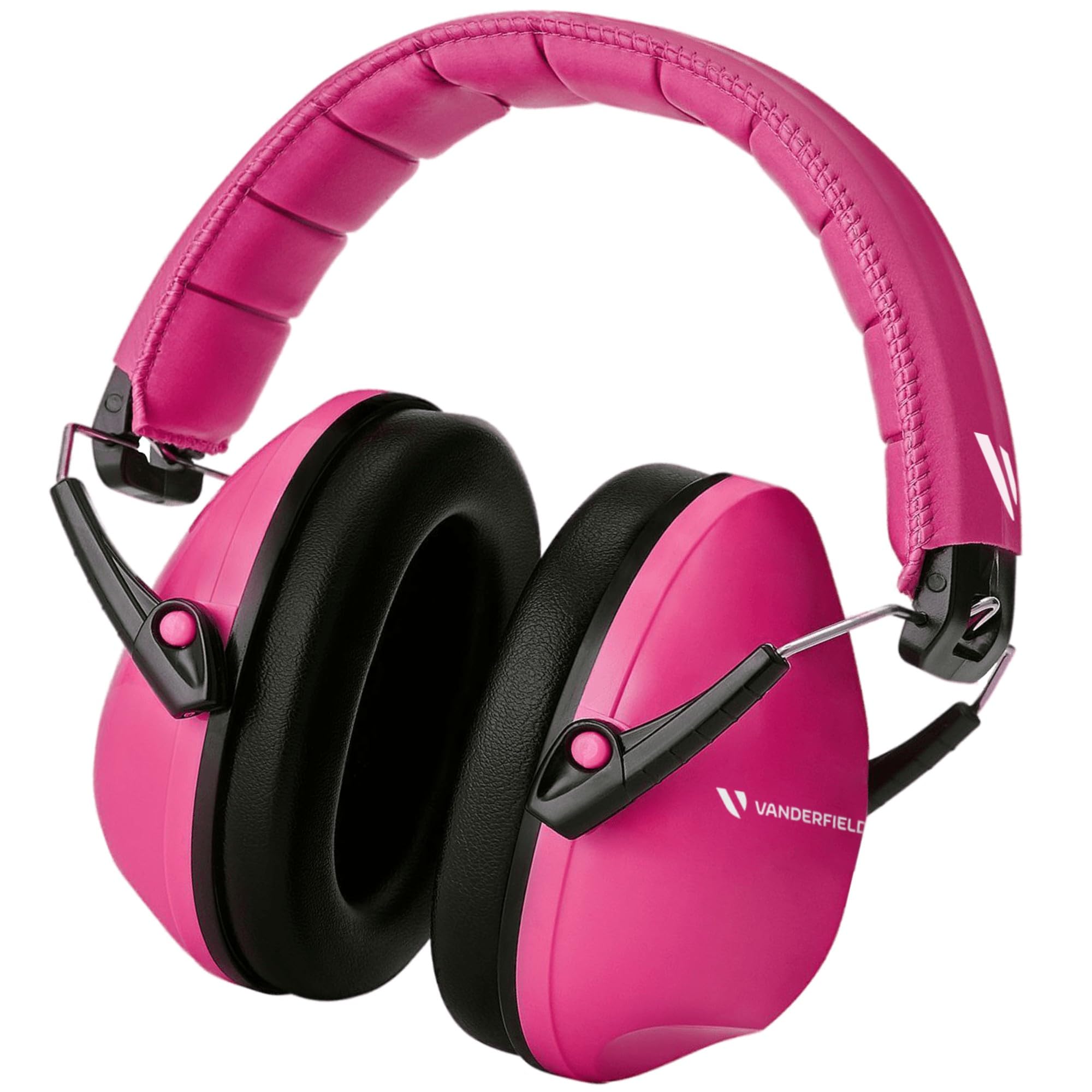 Vanderfields Premium Hearing Protection Ear Defenders - Broad Spectrum Sound Reduction 34 dB at 2K Hz Noise Cancelling - Headset Safety Noise Cancellation - Headphones Kids 3-12 - Pink