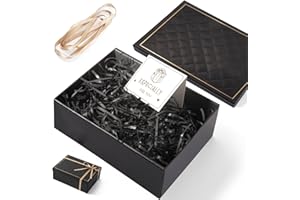 Lainlight Gift Boxes with Lids for Present 9.84 * 7.08 * 3.35 Inches with Card, Ribbon, Shredded Paper for Mother's Day Black