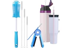 XANGNIER 5 Pcs Water Bottle Cleaner Brush Set for Owala 24oz/32oz/40oz Cup,Multifunctional Bottle Brush and Long Straw Cleaner Brush,Cleaning Kit for Owala/Stanley/Yeti Tumbler Cup Accessories