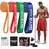 Giiyr Resistance Bands Set for Men & Women - 4 Levels Exercise Band with Door Anchor, Pull Up Bands for Strength Training, Stretching, Powerlifting, Home Workouts